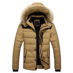 Mens Thick Winter Hooded Big Size Stand Collar Jacket