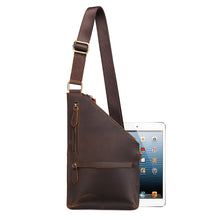 Load image into Gallery viewer, Men&#39;s Crazy Horse Leather Chest Bag Shoulder Backpack