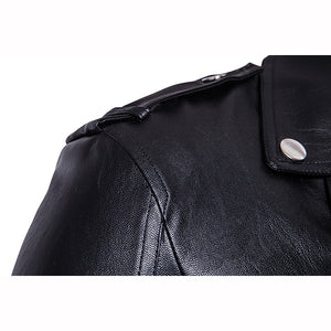 Oblique Zipper Punk PU Leather PU Leather Jacket Slim Fit Halley Motor Jacket for Men