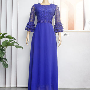 New Lace Heavy Chiffon Dress Trailing Floor-length Dress