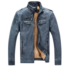 Load image into Gallery viewer, Mens Winter Velvet Plus Thick Warm Stylish Motor Yellow Faux Washed Leather Jackets 