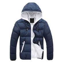 Load image into Gallery viewer, Mens Winter Contrast Color Outdoor Warm Hooded Padded Jacket