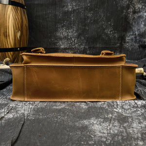 Men's Leather Messenger Bag A4 Flap Vintage Shoulder Briefcase