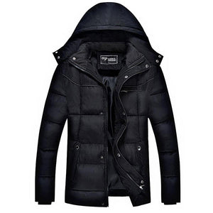 Men Thick Winter Coat Stand Collar Solid Color Casual Jacket