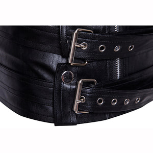 Oblique Zipper Punk PU Leather PU Leather Jacket Slim Fit Halley Motor Jacket for Men