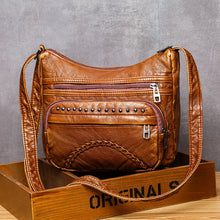 Load image into Gallery viewer, Washed Leather One Shoulder Casual Crossbody Bag