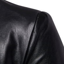 Load image into Gallery viewer, Mens Lapel Collar Slim Fit Black Fashion Faux Leather Jacket