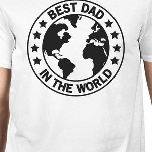 World Best Dad Mens White Round Tee Funny Gift