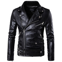 Load image into Gallery viewer, Oblique Zipper Punk PU Leather PU Leather Jacket Slim Fit Halley Motor Jacket for Men