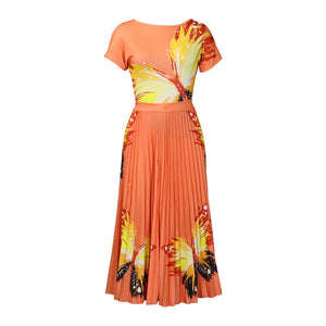 Women's Printed Pleated High Waist Skirt