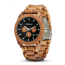 Load image into Gallery viewer, Mens Six Hand Chronograph Calendar Sports Wood Casual Watch