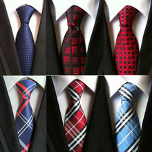 Load image into Gallery viewer, hot 100% silk plaid ties for men shirt wedding cravate pour homme jacquard woven necktie Party  gravata Business tie Formal lot