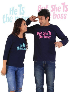 He is the Man, She is the Boss Couple Full Sleeves