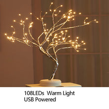 Load image into Gallery viewer, Night Light Home Decoration Bonsai Style Party Cherry Tree Shape LED Light DIY Firework Christmas Gift Plants Switch Copper