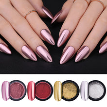 Load image into Gallery viewer, 1 Box Nail Mirror Powder Nail Glitter Metallic Color Pigment for Nail Art UV Gel Polishing Rose Gold Silver Colors