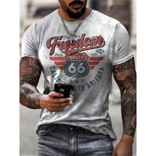 Load image into Gallery viewer, Summer New Mens T Shirts Oversized Loose Clothes Vintage Short Sleeve Fashion America Route 66 Letters Printed O Collared Tshirt