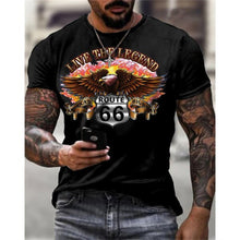 Load image into Gallery viewer, Summer New Mens T Shirts Oversized Loose Clothes Vintage Short Sleeve Fashion America Route 66 Letters Printed O Collared Tshirt