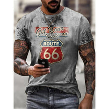 Load image into Gallery viewer, Summer New Mens T Shirts Oversized Loose Clothes Vintage Short Sleeve Fashion America Route 66 Letters Printed O Collared Tshirt