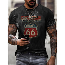 Load image into Gallery viewer, Summer New Mens T Shirts Oversized Loose Clothes Vintage Short Sleeve Fashion America Route 66 Letters Printed O Collared Tshirt