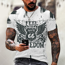 Load image into Gallery viewer, Summer New Mens T Shirts Oversized Loose Clothes Vintage Short Sleeve Fashion America Route 66 Letters Printed O Collared Tshirt