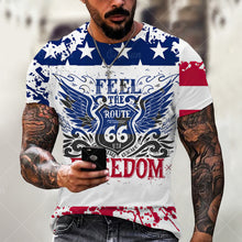 Load image into Gallery viewer, Summer New Mens T Shirts Oversized Loose Clothes Vintage Short Sleeve Fashion America Route 66 Letters Printed O Collared Tshirt