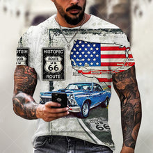 Load image into Gallery viewer, Summer New Mens T Shirts Oversized Loose Clothes Vintage Short Sleeve Fashion America Route 66 Letters Printed O Collared Tshirt
