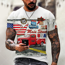 Load image into Gallery viewer, Summer New Mens T Shirts Oversized Loose Clothes Vintage Short Sleeve Fashion America Route 66 Letters Printed O Collared Tshirt