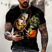 Load image into Gallery viewer, Summer Fashion Men/Women 3D Printing Dark Evil Clown Pattern T-Shirt Street Personality Trend Wild Loose Oversized Short-Sleeved