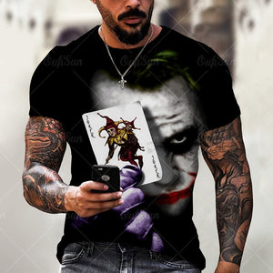 Summer Fashion Men/Women 3D Printing Dark Evil Clown Pattern T-Shirt Street Personality Trend Wild Loose Oversized Short-Sleeved