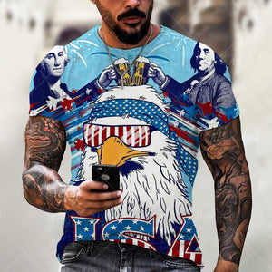 Soaring Eagle 3D Print Men&#39;s T Shirt O Neck Short Sleeve Animal Funny Graphic Streetwear Summer Loose Male Oversized Tops Tees