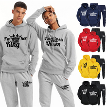 Load image into Gallery viewer, Lover Tracksuit Hoodies Printing QUEEN KING Couple Sweatshirt Plus Size Hooded Clothes Hoodies Women Two Piece Set