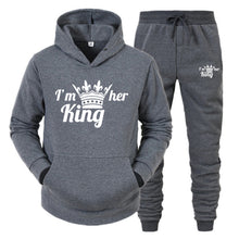 Load image into Gallery viewer, Lover Tracksuit Hoodies Printing QUEEN KING Couple Sweatshirt Plus Size Hooded Clothes Hoodies Women Two Piece Set