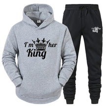 Load image into Gallery viewer, Lover Tracksuit Hoodies Printing QUEEN KING Couple Sweatshirt Plus Size Hooded Clothes Hoodies Women Two Piece Set