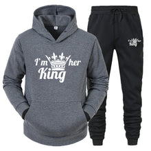 Load image into Gallery viewer, Lover Tracksuit Hoodies Printing QUEEN KING Couple Sweatshirt Plus Size Hooded Clothes Hoodies Women Two Piece Set