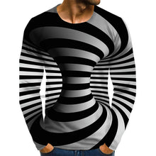 Load image into Gallery viewer, 2021 Men&#39;s Optical Illusion Graphic Plus Size T-Shirt Print Daily Long Sleeve Tops Exaggerated Around Neck Rainbow Streetwear