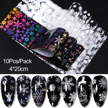 Load image into Gallery viewer, Christmas Snowflakes Nail Foil Stickers Marble Flower Butterfly Transfer Sticker PaPer Maple Leaf Foils DIY Nail Decorations