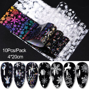 Christmas Snowflakes Nail Foil Stickers Marble Flower Butterfly Transfer Sticker PaPer Maple Leaf Foils DIY Nail Decorations