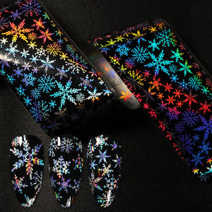 Christmas Snowflakes Nail Foil Stickers Marble Flower Butterfly Transfer Sticker PaPer Maple Leaf Foils DIY Nail Decorations