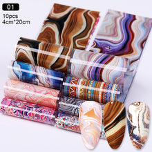 Load image into Gallery viewer, Christmas Snowflakes Nail Foil Stickers Marble Flower Butterfly Transfer Sticker PaPer Maple Leaf Foils DIY Nail Decorations