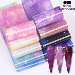 Christmas Snowflakes Nail Foil Stickers Marble Flower Butterfly Transfer Sticker PaPer Maple Leaf Foils DIY Nail Decorations