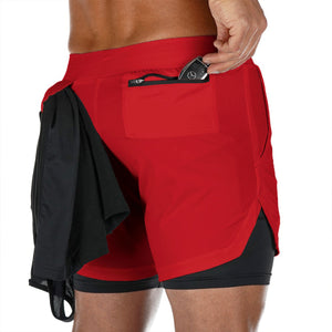 Summer Running Shorts Men 2 in 1 Sports Jogging Fitness Shorts Training Quick Dry Mens Gym Men Shorts Sport gym Short Pants