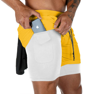 Summer Running Shorts Men 2 in 1 Sports Jogging Fitness Shorts Training Quick Dry Mens Gym Men Shorts Sport gym Short Pants