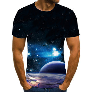 Four Seasons New Best Selling Cosmic Star Print Top Short Sleeve Top Design Simplicity Soft Fit Easy Oversized T-Shirt