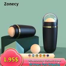 Load image into Gallery viewer, Face Oil Absorbing Roller Natural Volcanic Stone Massage Body Stick Makeup Face Skin Care Tool Facial Pores Cleaning Oil Roller
