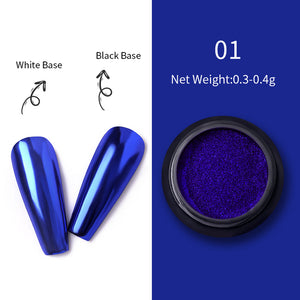 1 Box Nail Mirror Powder Nail Glitter Metallic Color Pigment for Nail Art UV Gel Polishing Rose Gold Silver Colors