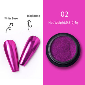 1 Box Nail Mirror Powder Nail Glitter Metallic Color Pigment for Nail Art UV Gel Polishing Rose Gold Silver Colors