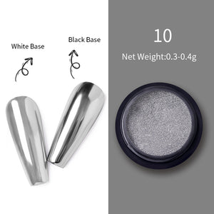 1 Box Nail Mirror Powder Nail Glitter Metallic Color Pigment for Nail Art UV Gel Polishing Rose Gold Silver Colors