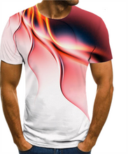Load image into Gallery viewer, New 3D print high quality fashion sales men&#39;s summer round neck short sleeve T-shirt blue green red purple flame top