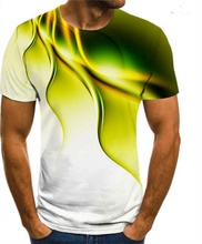 Load image into Gallery viewer, New 3D print high quality fashion sales men&#39;s summer round neck short sleeve T-shirt blue green red purple flame top