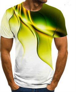 New 3D print high quality fashion sales men&#39;s summer round neck short sleeve T-shirt blue green red purple flame top